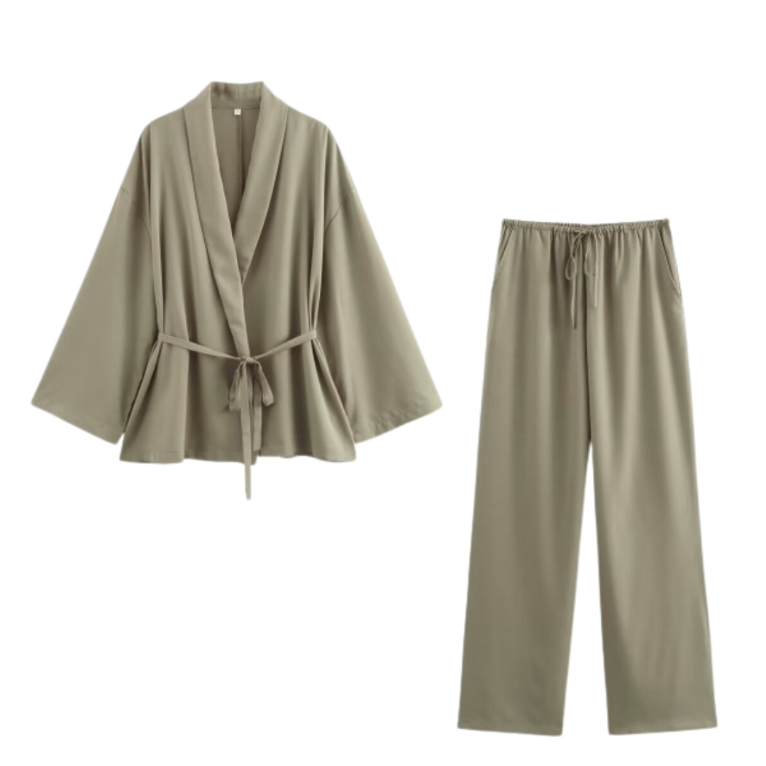 Ensemble cache-cœur en lin