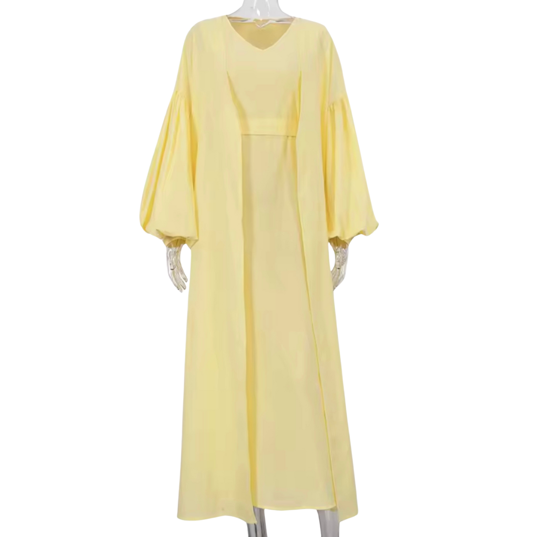 Ensemble en lin robe et kimono assortis