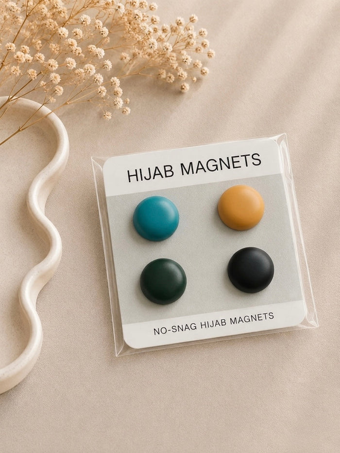 Premium No-Snag Hijab Magnets - Teal and Mustard set