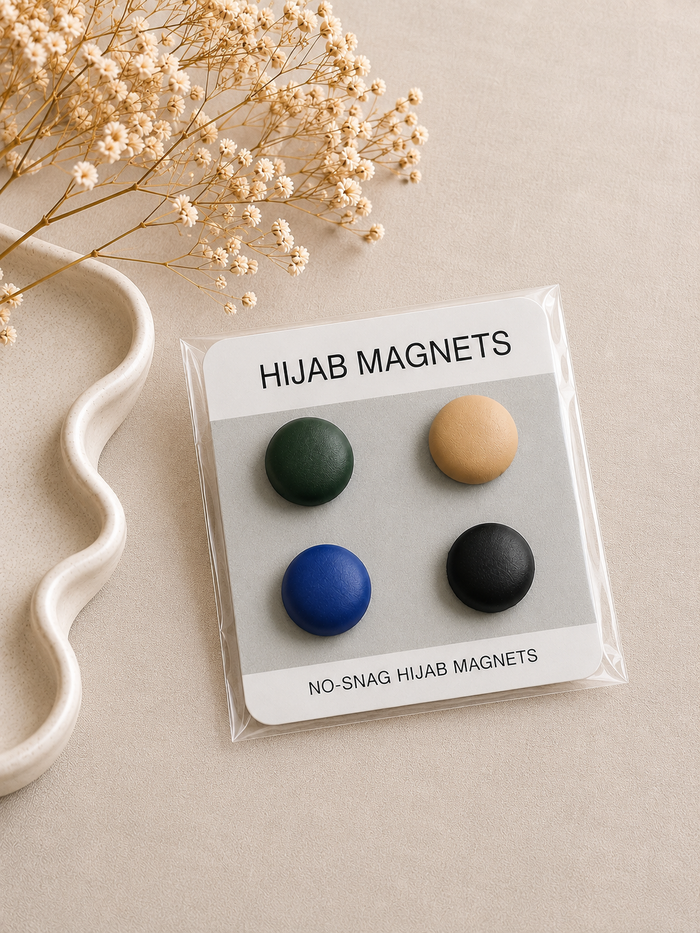 Premium No-Snag Hijab Magnets - Classic Navy and Tan set
