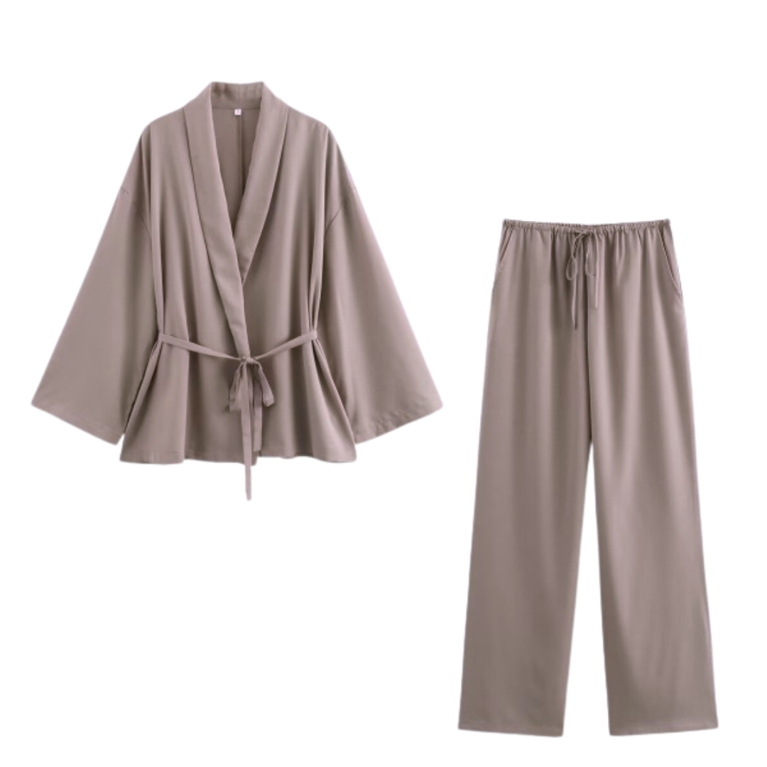 Ensemble cache-cœur en lin