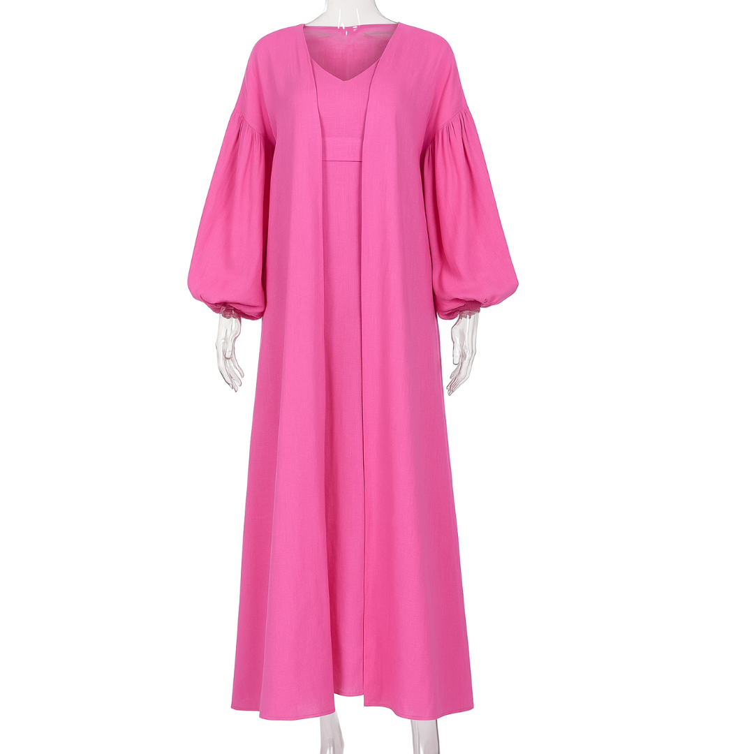 Ensemble en lin robe et kimono assortis