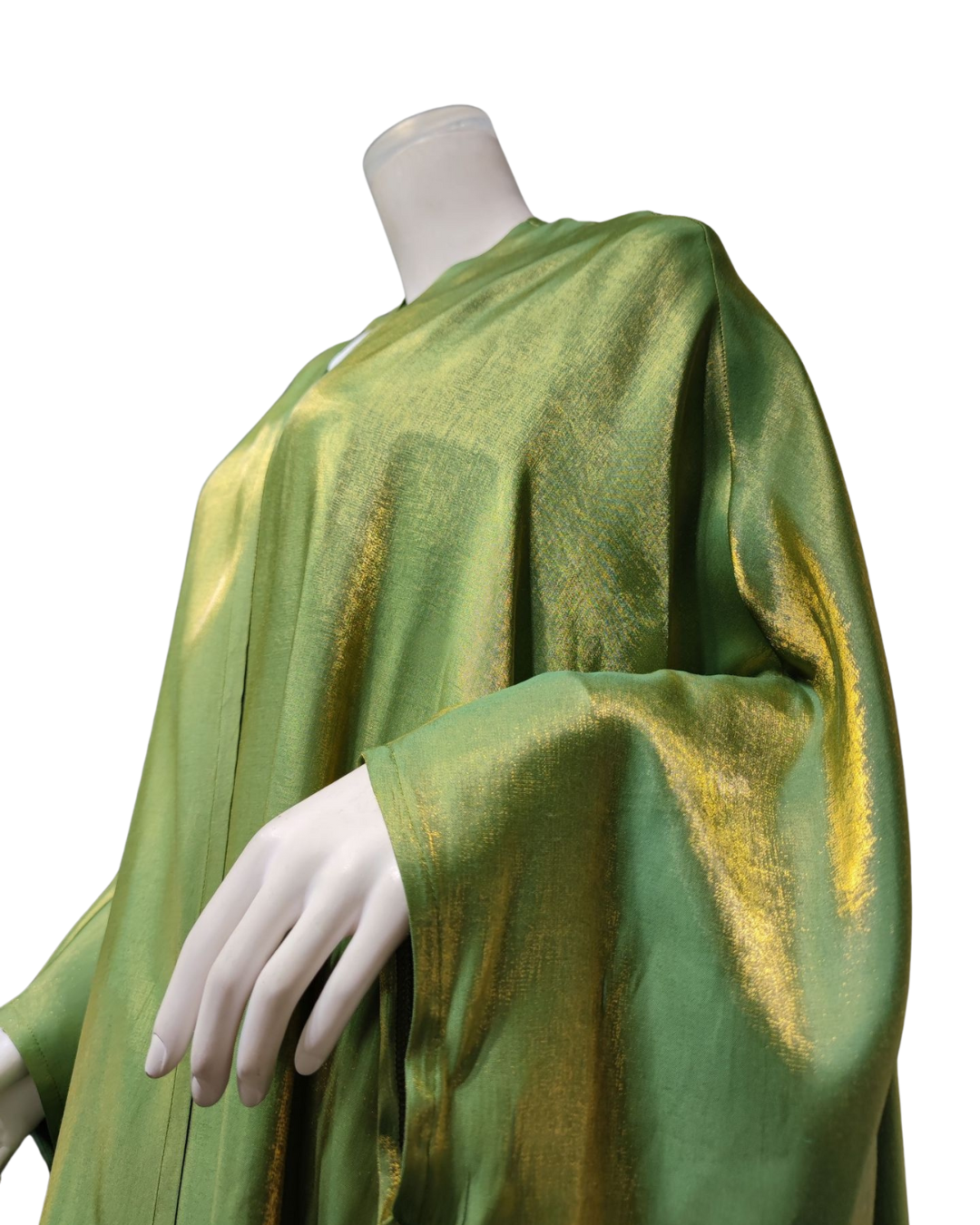 Kimono long satiné vert scintillant