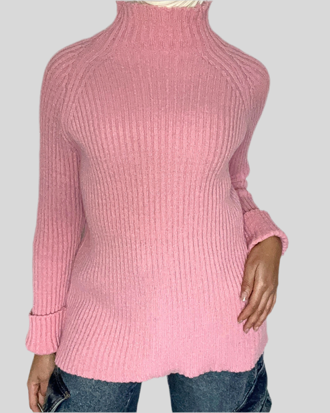 Pull Col Roulé Moderne – Rose coupe universelle