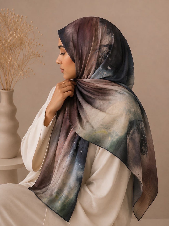 Printed Modal Hijab – Mocha Dusk
