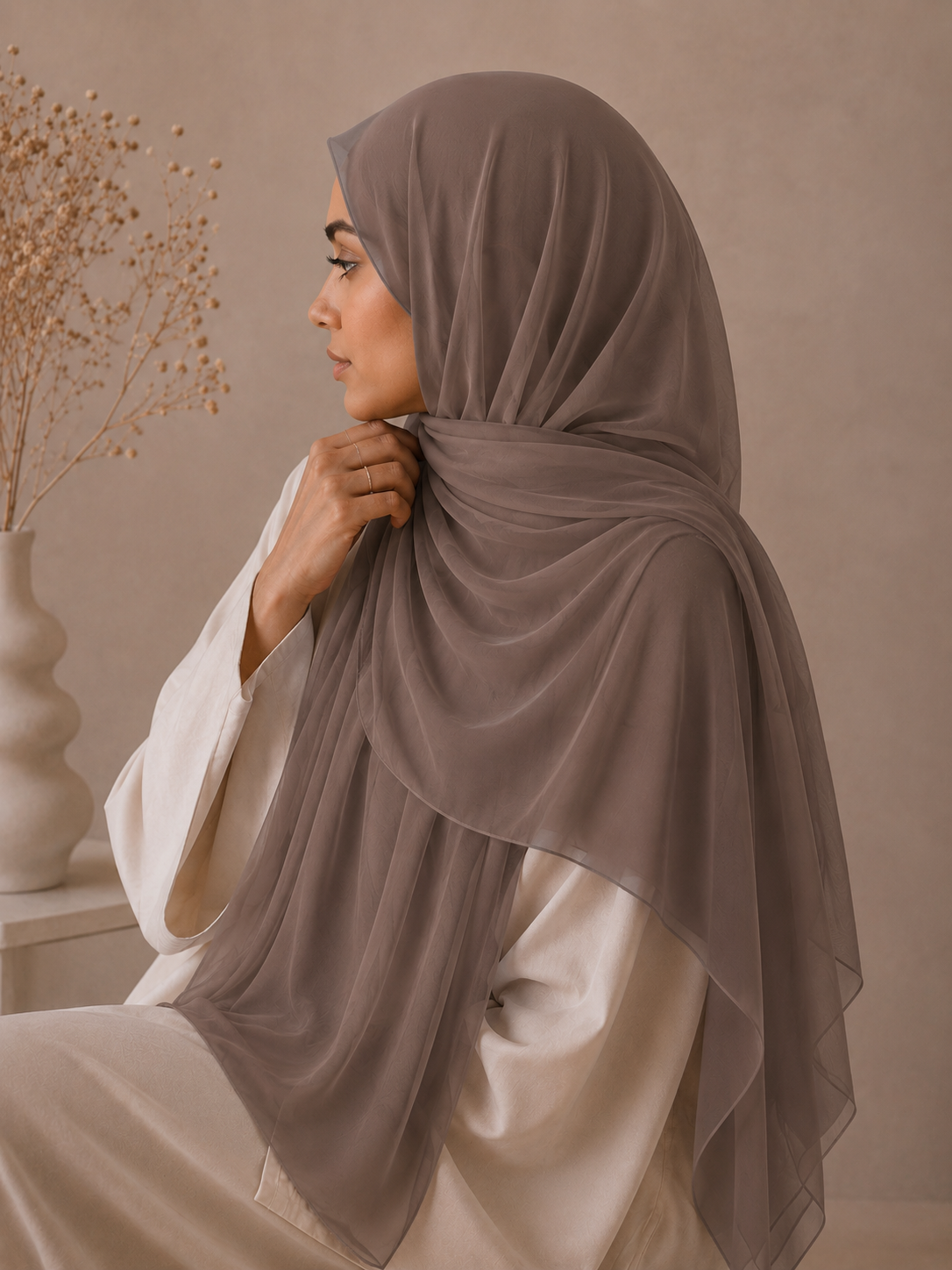 Premium Soft Chiffon Hijab - Taupe
