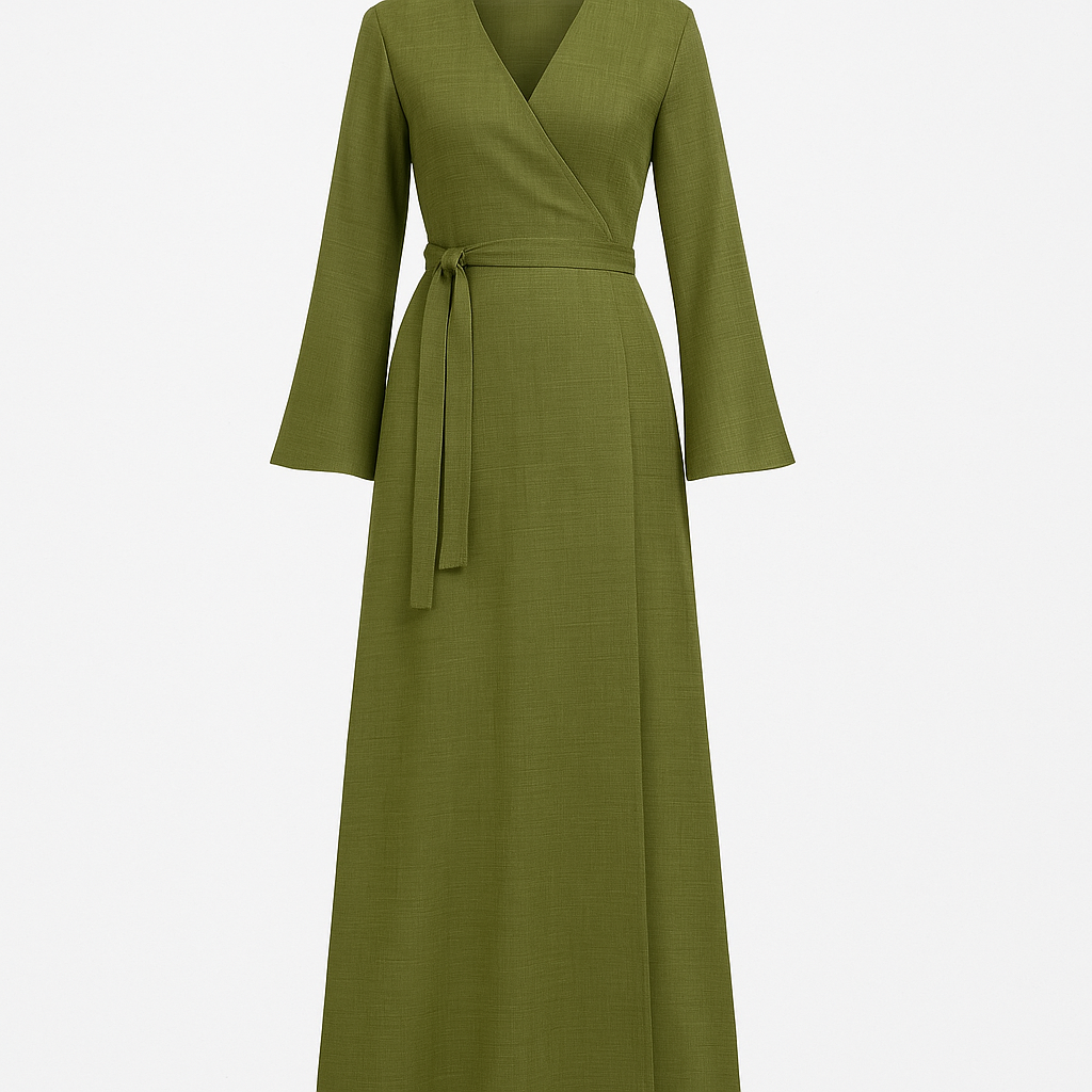 Robe en lin vert olive