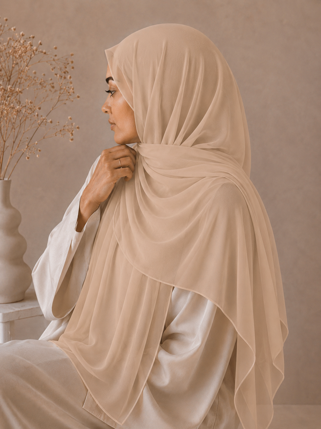 Premium Soft Chiffon Hijab - Warm Sand