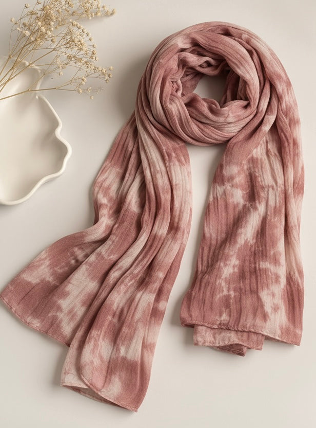 Soft mauve Tie-Dye Modal Hijab