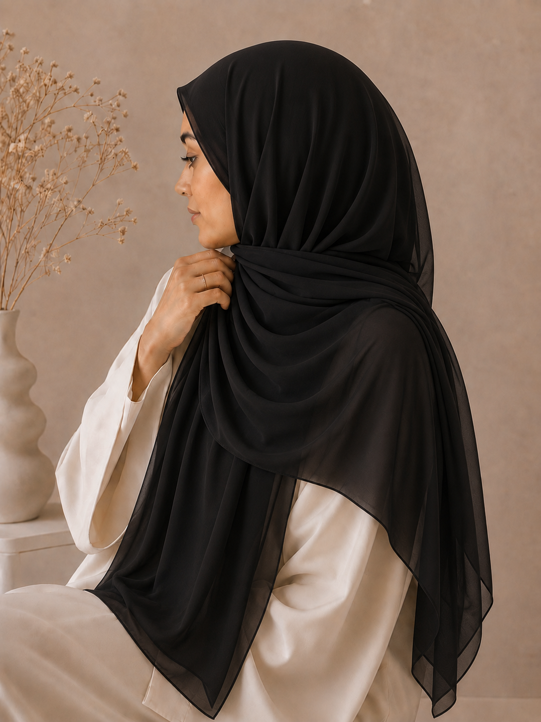 Premium Chiffon Hijab - Black