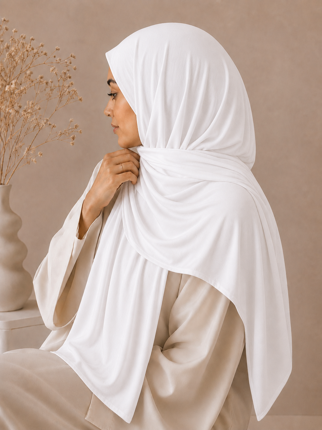 Premium Jersey Hijab - White