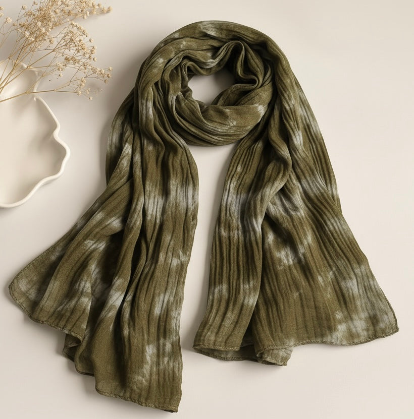 Olive Stone Tie-Dye Modal Hijab