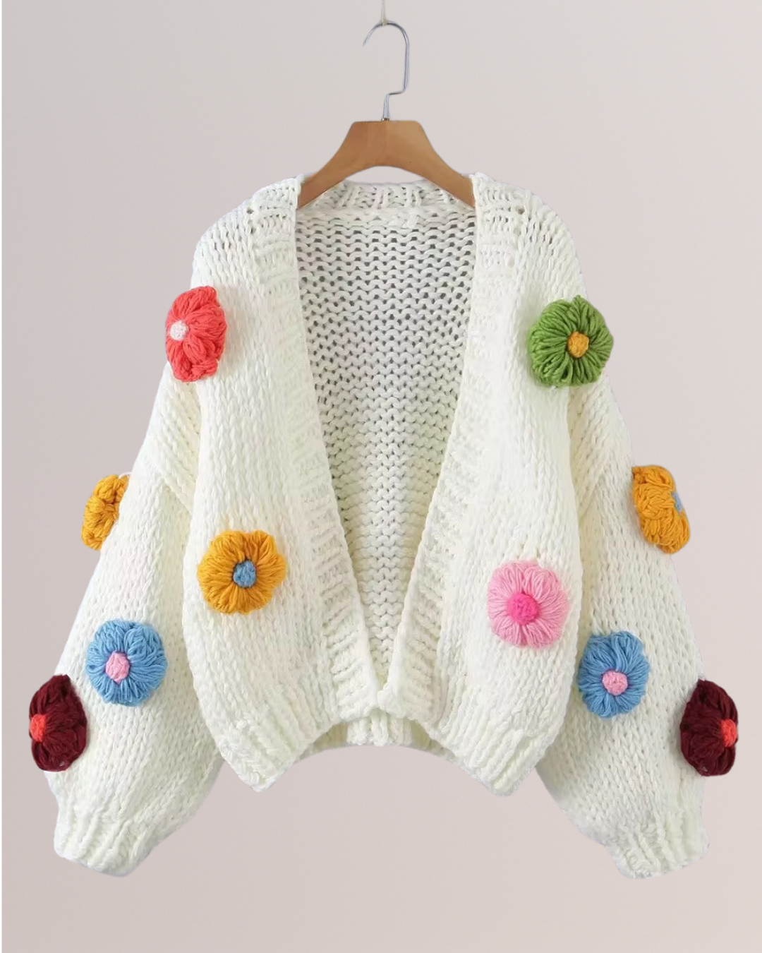 Cardigan à fleurs en relief