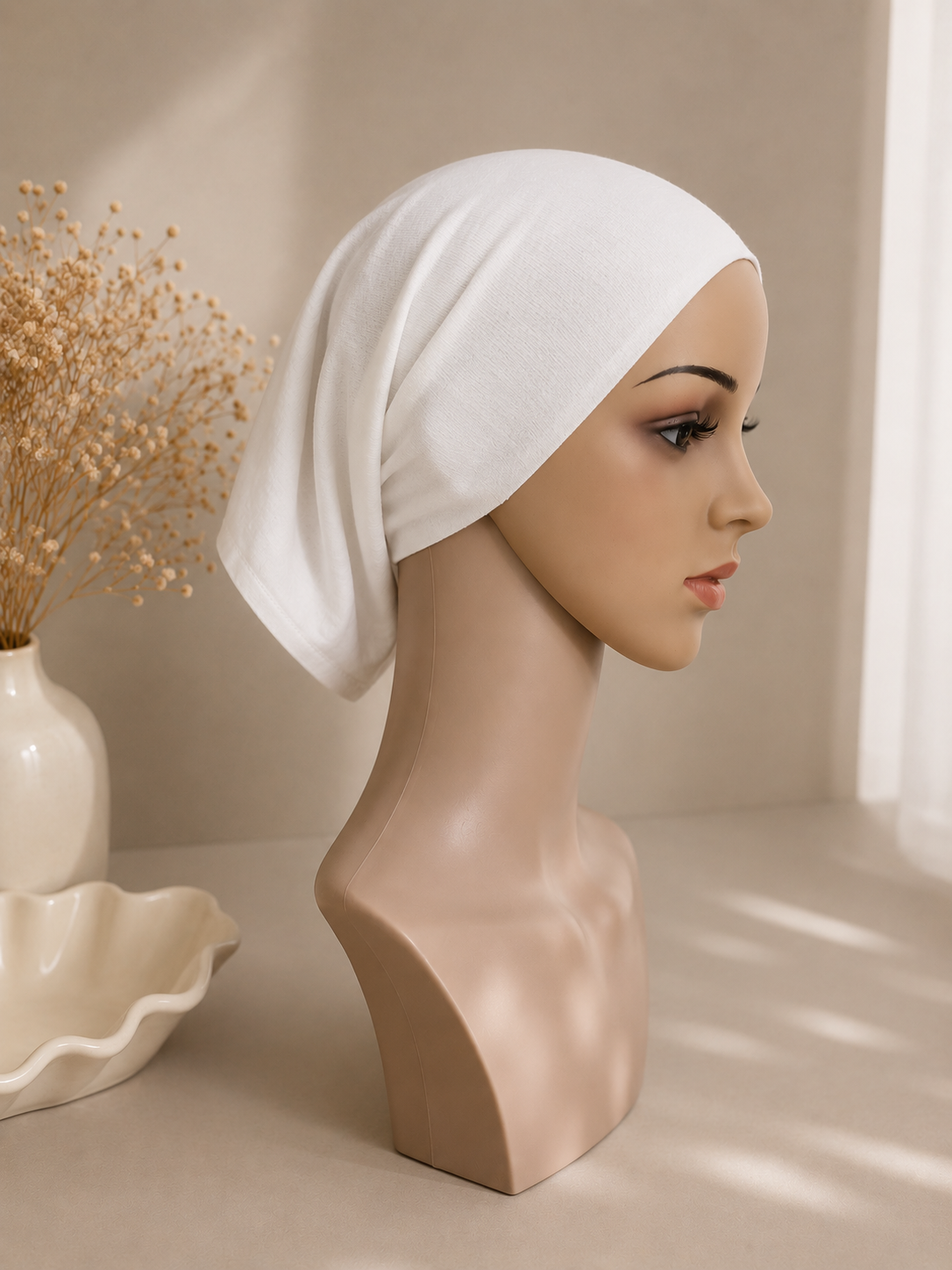 Premium Full Tube Under-cap Bonnet - White