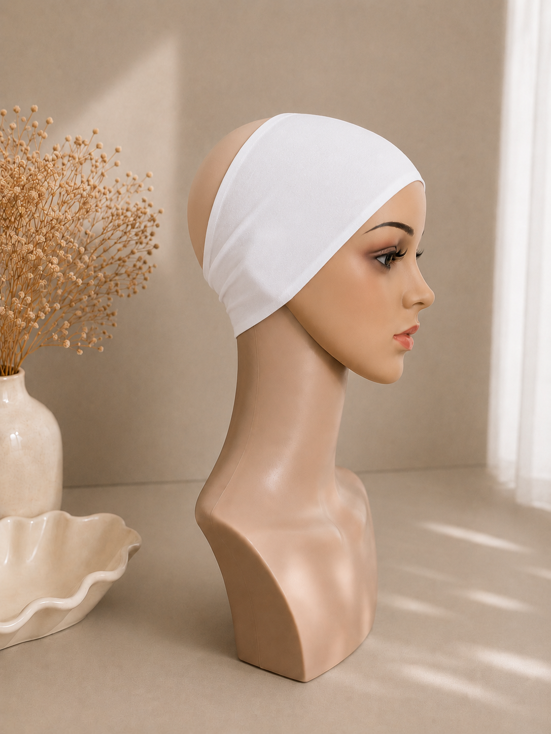 Premium Half Tube Under-cap Bonnet - White