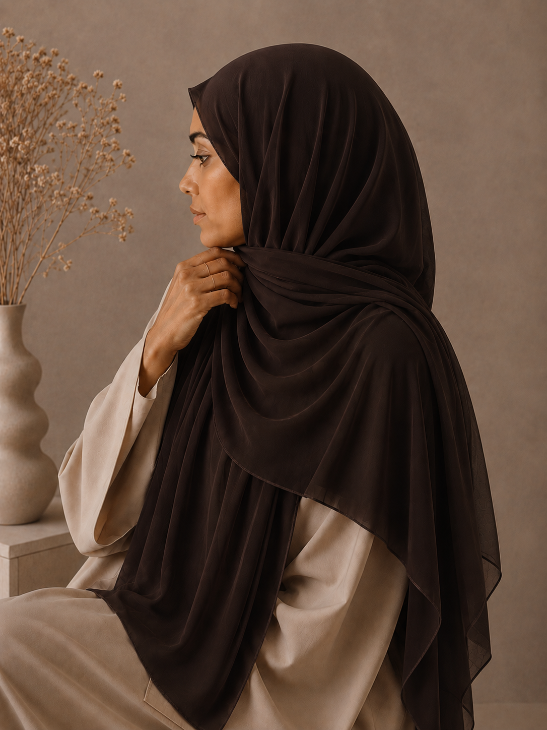 Premium Soft Chiffon Hijab - Dark chocolate