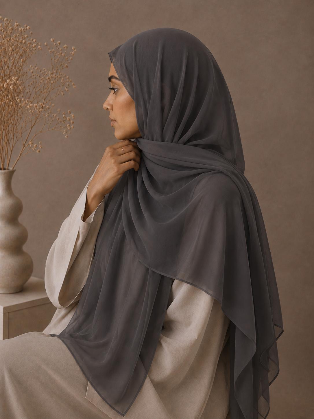 Premium Soft Chiffon Hijab - Dark Grey