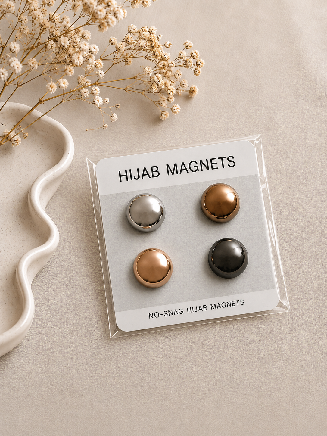 Premium No-Snag Hijab Magnets - Metallic gloss set